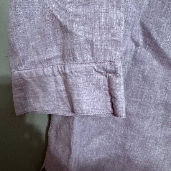 Chico’s no iron 100% linen high low button up shirt purple size 8/10 - Picture 5 of 7